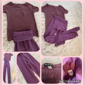🌸 MOVING sale🌸  Sansha Women's Purple Dance Set knit top and folding knit tights
